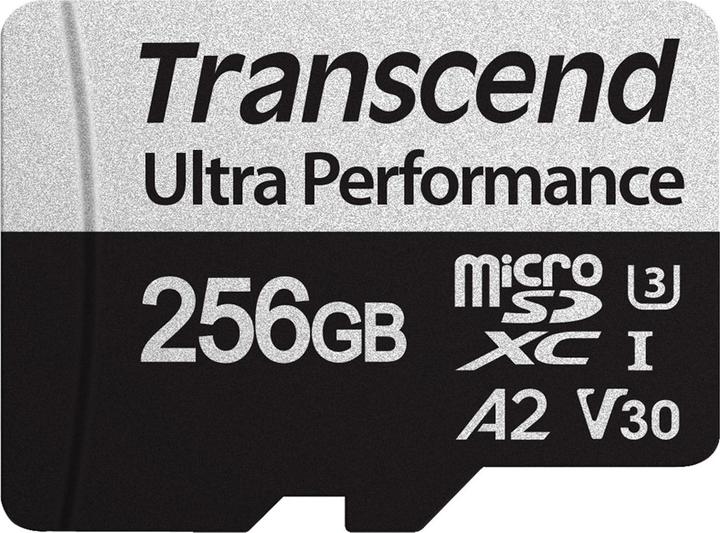 Actual product image Transcend SD microSD Card SDXC USD340S w/Adapter (256 GB, microSDXC, U3, UHS-I)