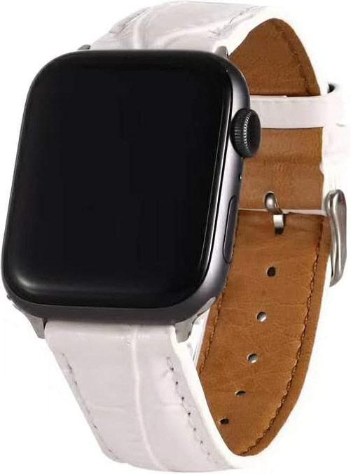 Produktbild PhoneLook Krokodil armband weiss 42mm / 44mm / 45mm (45 mm, 44 mm, 42 mm, Kunstleder, 44mm)