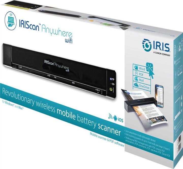 Image du produit Iris IRIScan Anywhere 6 WIFI Simplex 15PPM avec batterie scanner de documents mobile PDF OCR SW (USB)