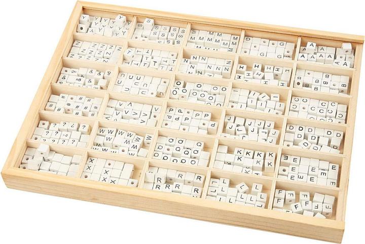 Produktbild Creativ Company Holz-Buchstabenperlen Weiss A-Z, 750 Stück.