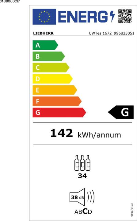 Energie-Label Liebherr Unterbaubarer Weintemperierschrank
