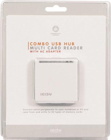 Productafbeelding Icidu USB 2.0 HUB & Lezer Wit (USB 2.0)