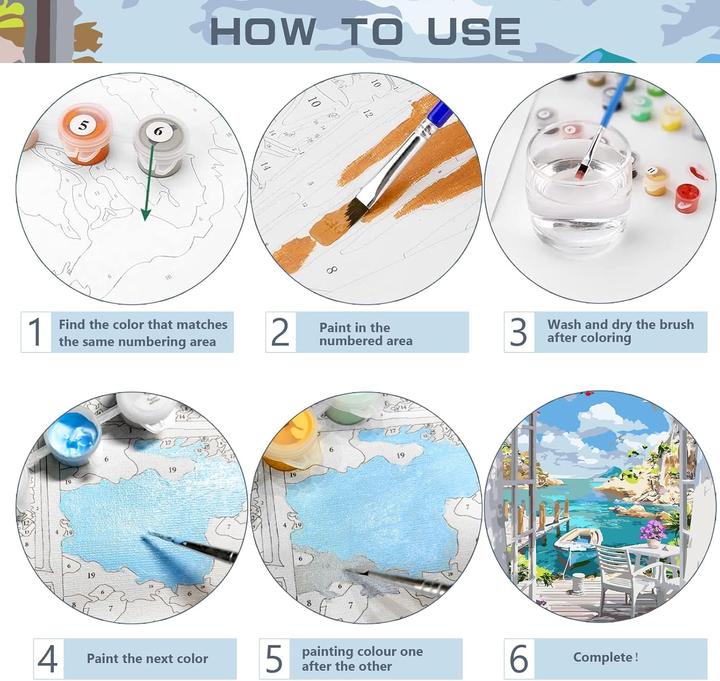 Image du produit Jomzuci Peinture par numéros - Coffret de 4 paysages
