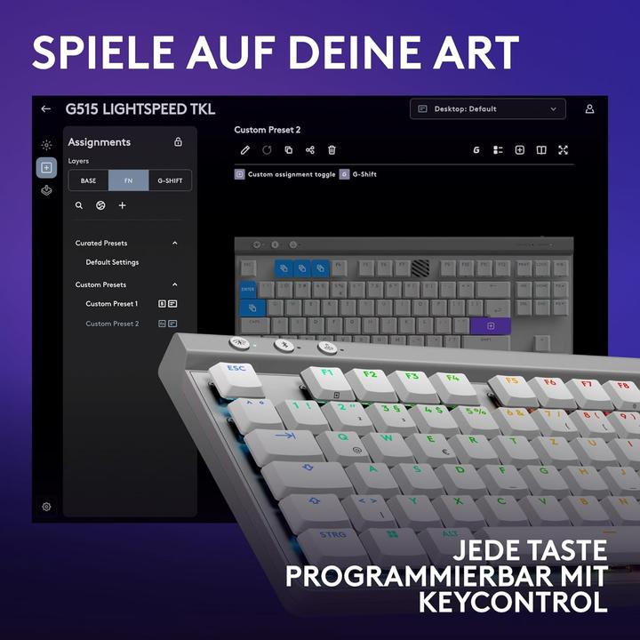 Productafbeelding Logitech G515 Lightspeed TKL (NL, Draadloze, Bedraad)