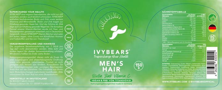 Nutritional values and ingredients IVYBears Men's HAIR 4 Pack (4 Piece, Gummies, 600 g)