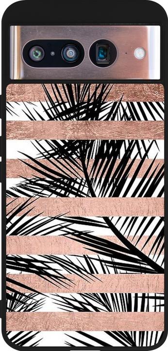 Produktbild PhoneLook Hülle Silikon schwarz Palm trees gold stripes (Google Pixel 8)