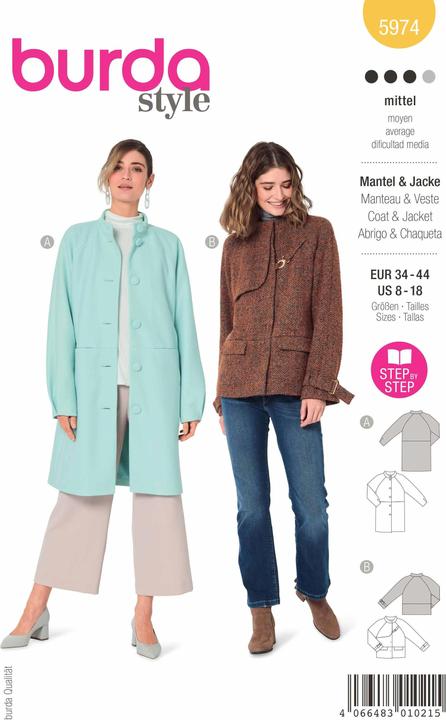 Produktbild Schnittmuster Jacke & Mantel mit Raglanärmeln und Stehkragen