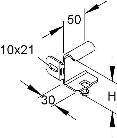 Niedax NIE KRBR60F Fixation d'extrémité/au sol à droite H61mm ignifugée DIN EN ISO1461 (5 cm)