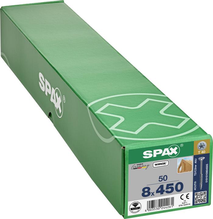 Actual product image Spax Countersunk screw WIROX partial thread T-Star Plus Ø 8.0 x 450 mm (50 pieces) (50 Screws per piece)