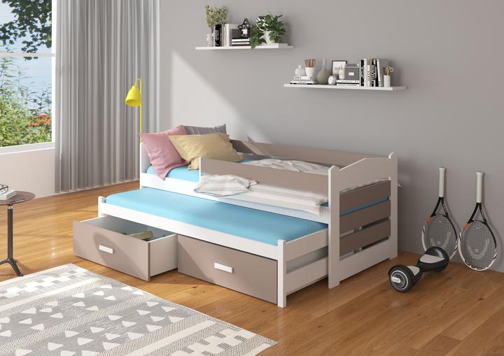 Produktbild ADRK Furniture Doppelbett mit Geländer und Matratzen TIARRO 180x80 (180 x 80 cm)