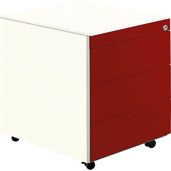 Actual product image Mauser Drawer pedestal with castors, HxD 570 x 600 mm, steel top, 3 drawers, pure white