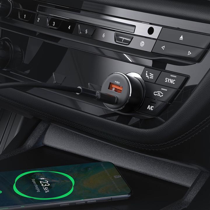 Actual product image Acefast B12 car charger 60W USB-A / USB-C - black