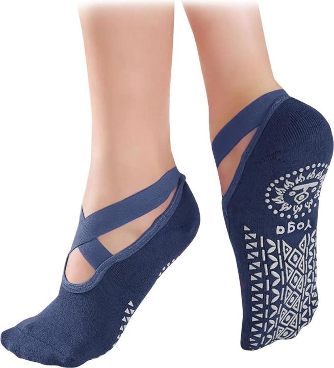 Actual product image JTI Yoga socks in ankle model - blue (One size)