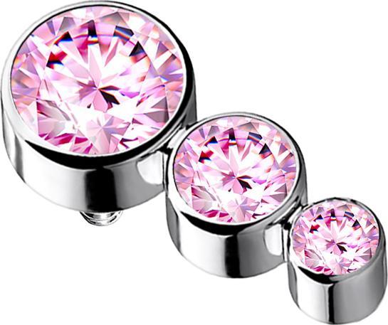 Produktbild Star Piercing Dermal Anchor silber mit drei Kristallen pink (ohne Messing, Titan G23)