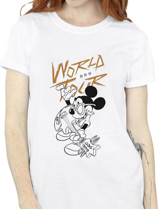 Actual product image Disney Womens/Ladies Mickey Mouse World Tour Line Cotton Boyfriend T-Shirt (S)