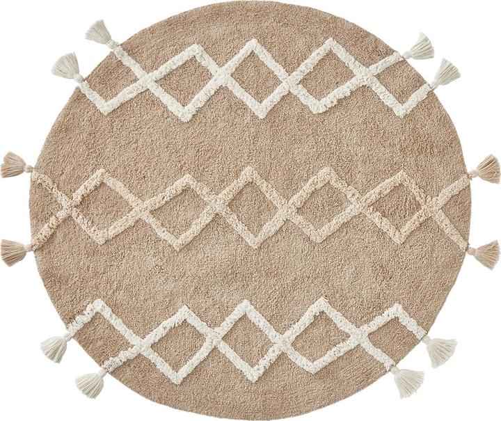 Immagine prodotto Vertbaudet Tappeto rotondo per la camera dei bambini con pompon, stile berbero (110 x 110 cm)