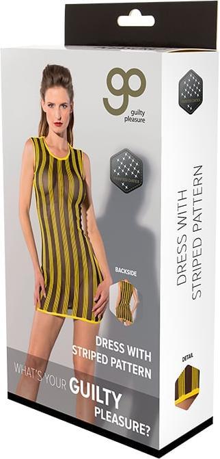 Actual product image Guilty Pleasure Gp Printed Datex Striped Dress Yellow (M)