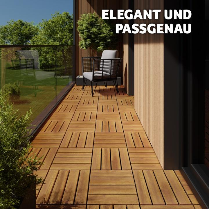 Produktbild tectake 20er Set Terrassenfliesen Tabula Akazienholz, je 4 Lamellen (20 x)