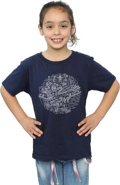 Actual product image Star Wars Girls Christmas Death Star Cotton T-Shirt (140, 146)