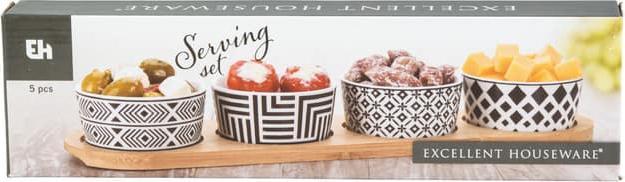 Produktbild Excellent Houseware Bambustablett mit 4 Keramik Schalen
