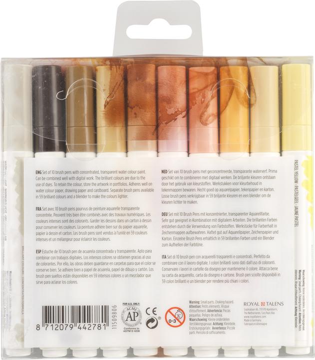 Produktbild Talens Ecoline Brush Pen Set 11509816 ass. Skin 10 Stück (Pastellrot, Sepia hell, Sepia Dunkel, Sepia, Pastellrosa, Pastellgelb, Beige, Rosa beige, Aprikose, 10 x)
