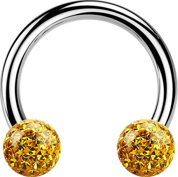 Produktbild Star Piercing Micro Circular Barbell silber mit zwei Kristall Kugeln topaz Epoxy Schutzschicht (ohne Messing, Titan G23)