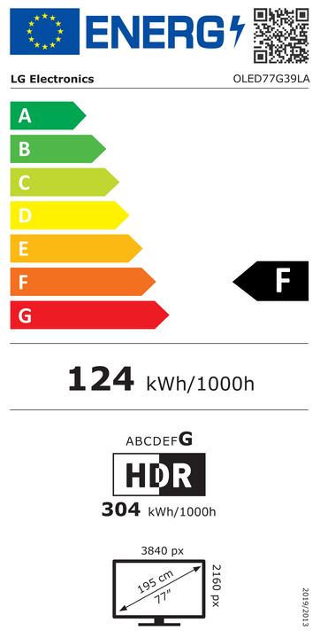 Energie-Label LG OLED77G39LA.AEU OLED (77", G3, OLED, 4K, 2023)