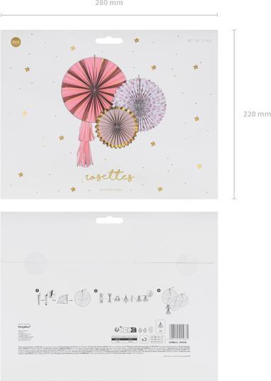 Actual product image Partydeco Decorative Rosettes Flowers, mix, 26-43 cm (1 pkt / 3 pc.)