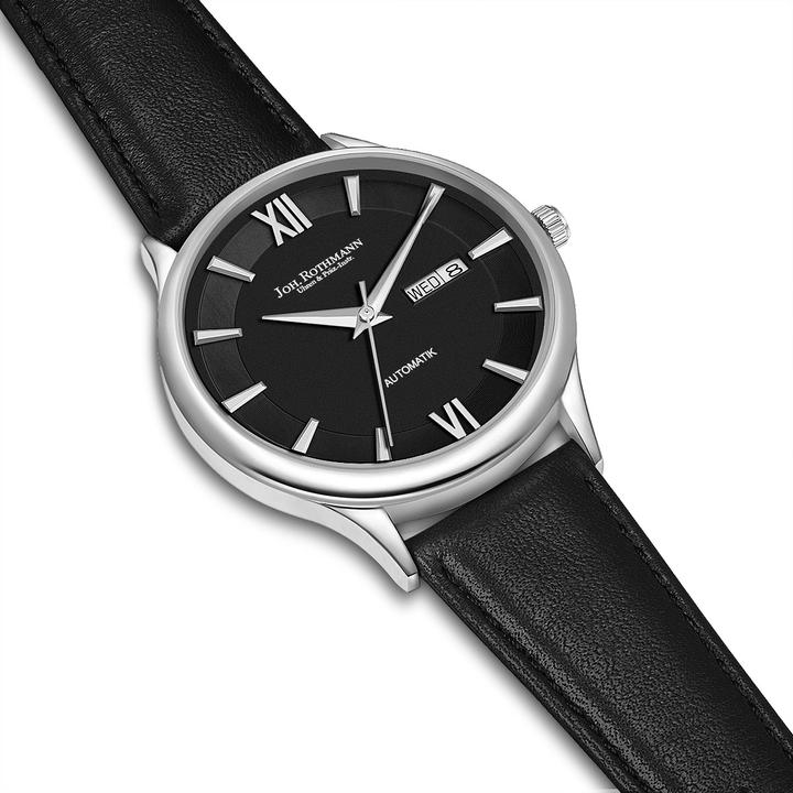 Produktbild John Rothmann Herren Automatikuhr Leopold Echtleder Schwarz - 26883 (Analoguhr, 40 mm)
