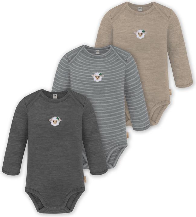 Normani 3er Pack Baby Merino Body Langarm „Auckland" - 9375