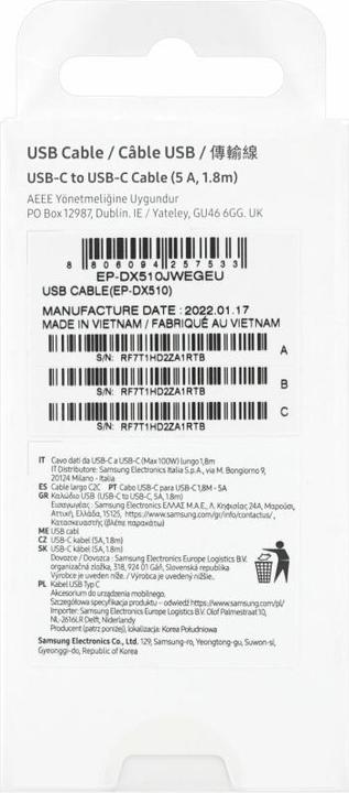 Produktbild Samsung USB-C – USB-C (1.80 m, USB 2.0)