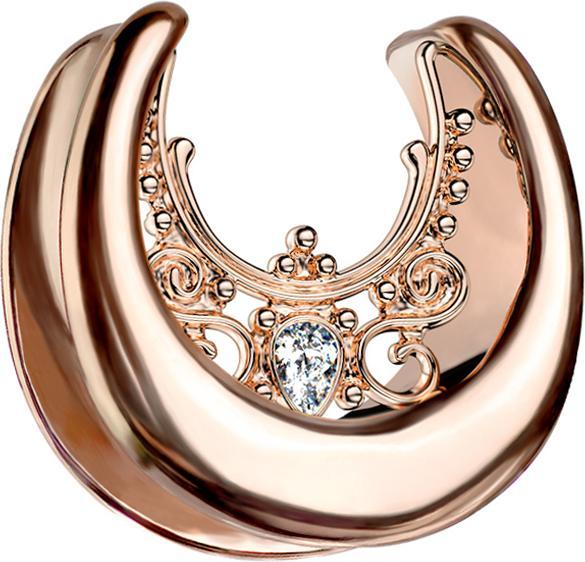 Image du produit Star Piercing Selle or rose filigrane de fleurs et de cristal (sans laiton, Acier chirurgical 316L)
