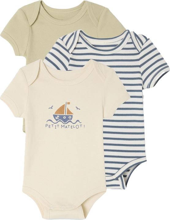 Vertbaudet Bio-Kollektion: 3er-Pack mitwachsende Baby Bodys mit kurzen Ärmeln