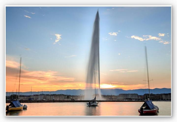 Actual product image Trenddeko Water fountain at Geneva sunset (45 x 30 cm)
