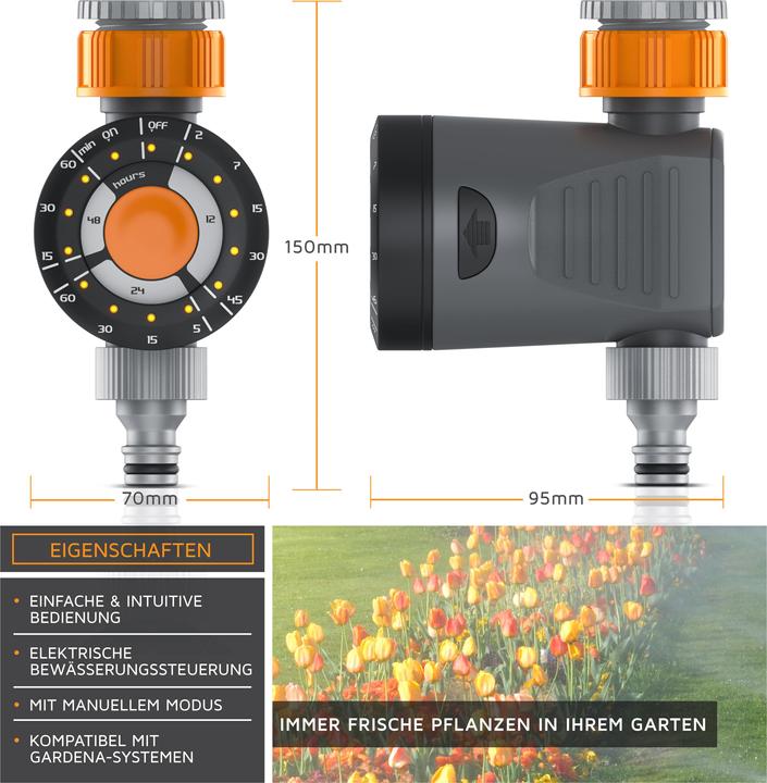 Image du produit Brandson Contrôle de l'irrigation, ordinateur d'irrigation électrique, minuterie, adaptateur 1/2" et (Ordinateur d'irrigation)
