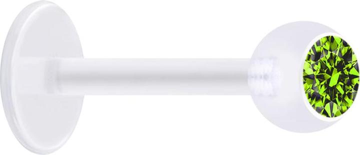 Image du produit Star Piercing Micro Labret transparent avec boule et cristal vert clair (sans laiton, Bioflex)