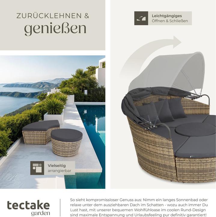 Image du produit tectake Bain de soleil rond modulable SANTORIN