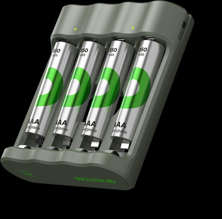 Productafbeelding GP Batteries GP ReCyko Everyday Batterijlader, B441 (USB), incl. 4 x AAA 850 mAh batterijen (4 Pcs., AAA, 850 mAh, Oplaadbare batterijen + lader)