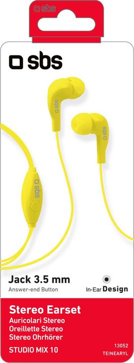 Actual product image SBS In-ear stereo earset Studio Mix 10, jack 3,5 mm with microphone and answer button (Cable)