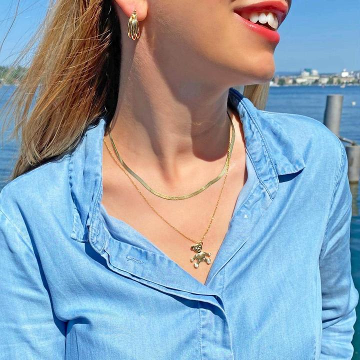 Image du produit Candy Collier Ours en peluche, argent sterling 925, plaqué or (Argent massif de 925, Argent sterling 925, Plaqué or 18k, 38 - 41 cm)
