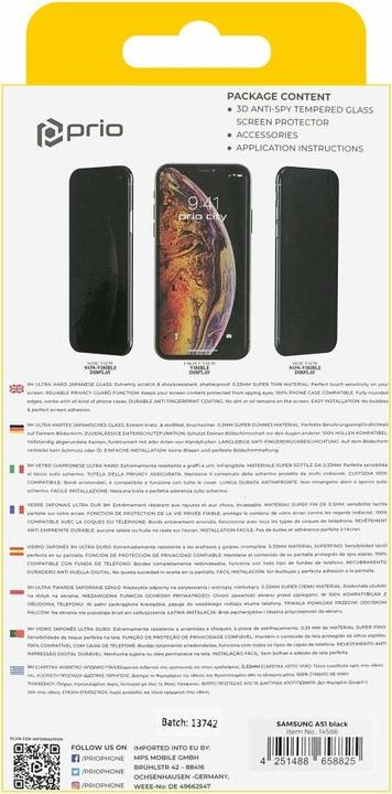 Image du produit prio Verre trempé 3D anti-espion pour Samsung A51 noir (1 pièce(s), Samsung Galaxy A51)