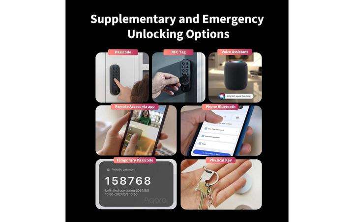 Produktbild Aqara Smart Lock U200 (Schlüssel, Fingerabdruck, Bluetooth, Smartphone, Elektronische Zahlenkombination, Schlüsselkarte)