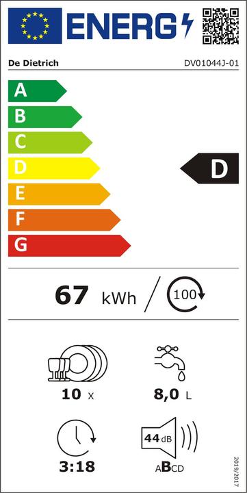 Label énergétique De Dietrich DV 01044 J