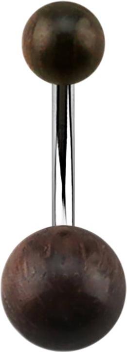Produktbild Star Piercing Banane silber mit zwei Kugeln aus Sonoholz (Chirurgenstahl 316L, ohne Messing, Organisch)