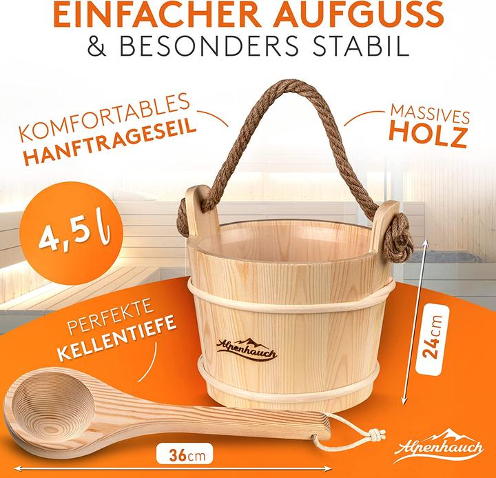 Actual product image Alpenhauch Sauna bucket with trowel