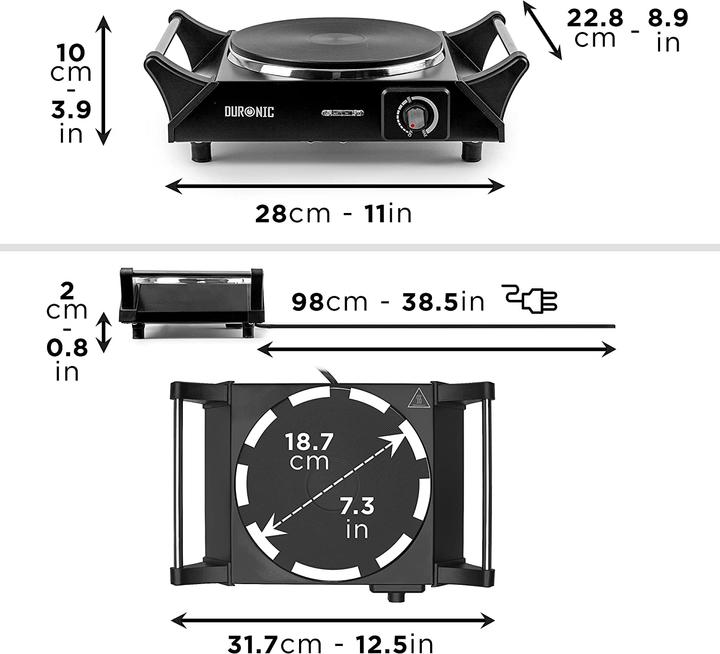 Actual product image Duronic Electric Camping Stove HP1 BK