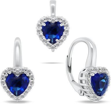 Produktbild Brilio Silver - Silver heart jewelry set with zircons SET273WB (earrings. pendant)