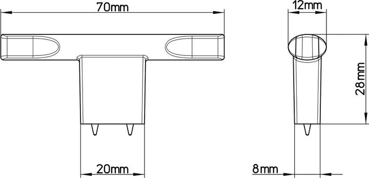 Produktbild Siro Möbelknopf Baton, Breite 70 mm, Zinkdruckguss schwarz matt