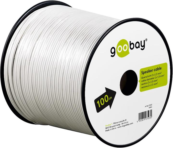 Actual product image Goobay Speaker cable, 2x1.5mm, 100m, white, on reel (100 m, 3 mm²)