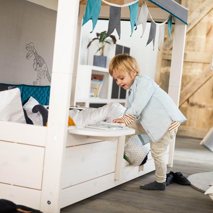 Actual product image Lifetime Kidsrooms 4 in 1 bed combination with fabric roof Dino and back wall with deluxe slatted frame